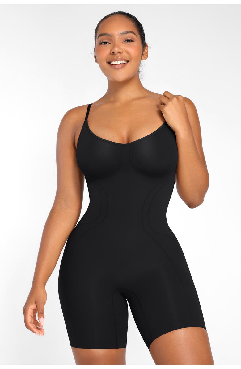 Shapellx Seamless Mid-Thigh Full Shaping Bodysuit, Alternate, color, Standard Black