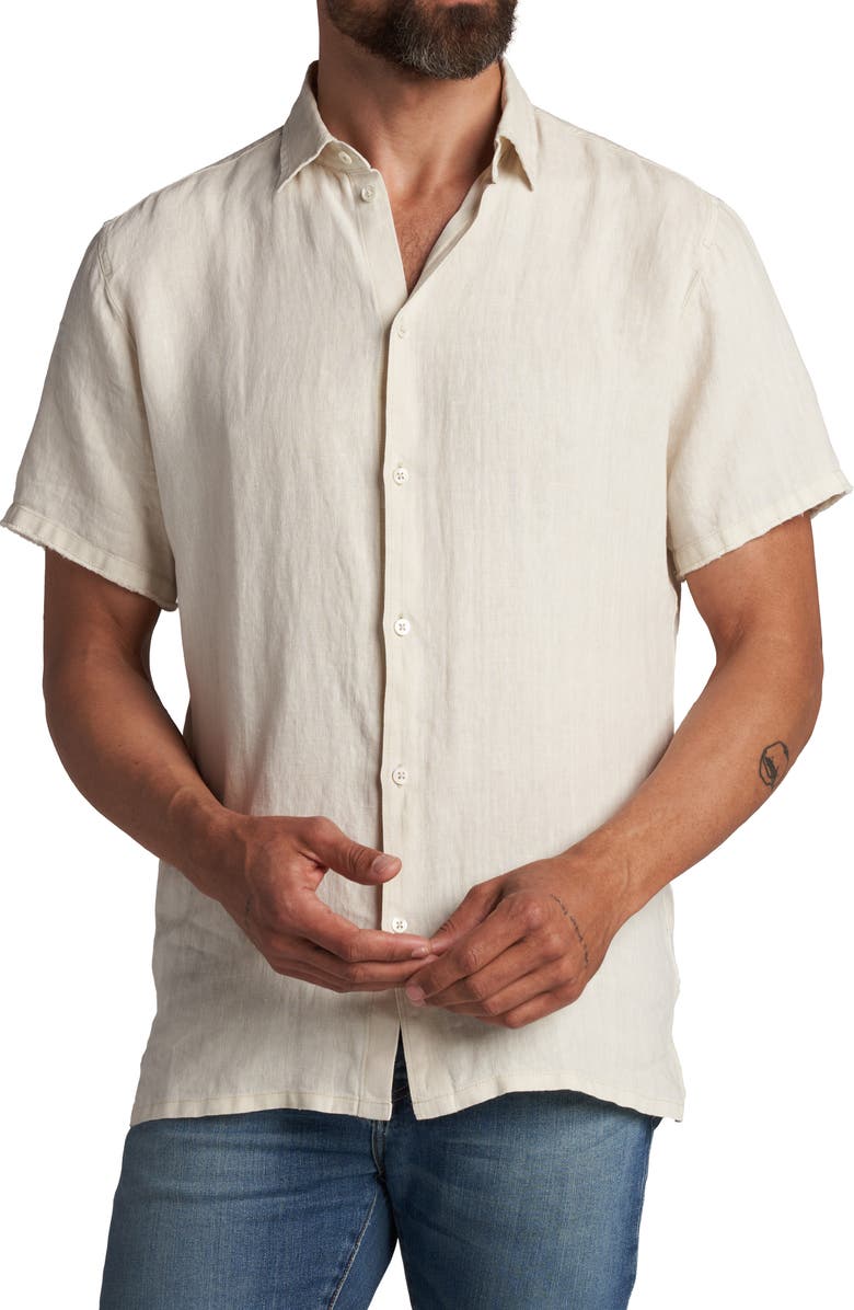 Rowan Lyons Linen Button-Up Shirt, Alternate, color, Bone