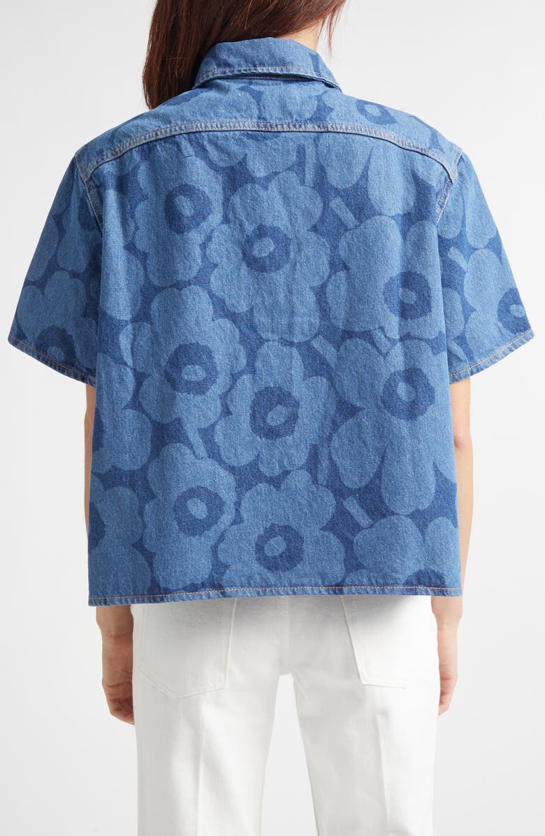 Marimekko Maridenim Kuvata Unikko Floral Print Top, Alternate, color, Mid Indigo