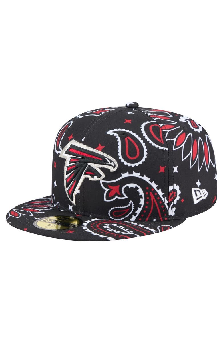 New Era Men's New Era Black Atlanta Falcons Paisley 59FIFTY Fitted Hat, Main, color, 