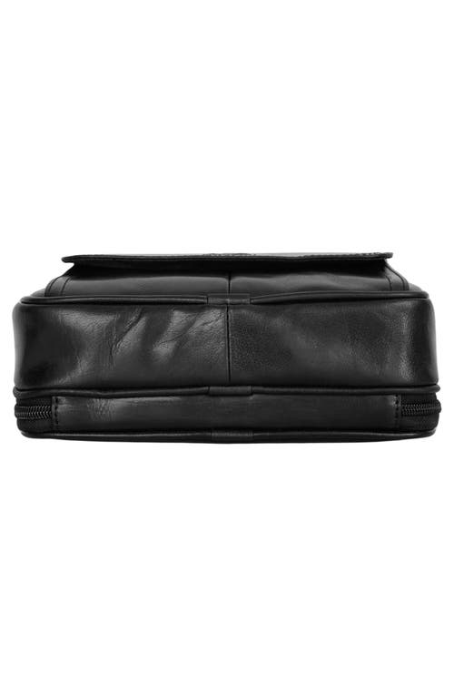 Mancini Buffalo Leather Organizer Crossbody Bag In Black