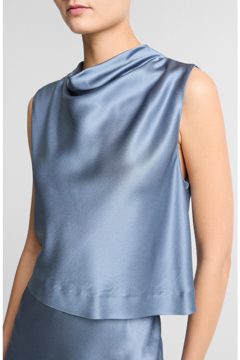 Cowl Neck Sleeveless Satin Top, Alternate, color, AZUL