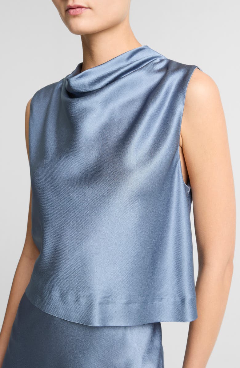 Vince Cowl Neck Sleeveless Satin Top, Alternate, color, Azul