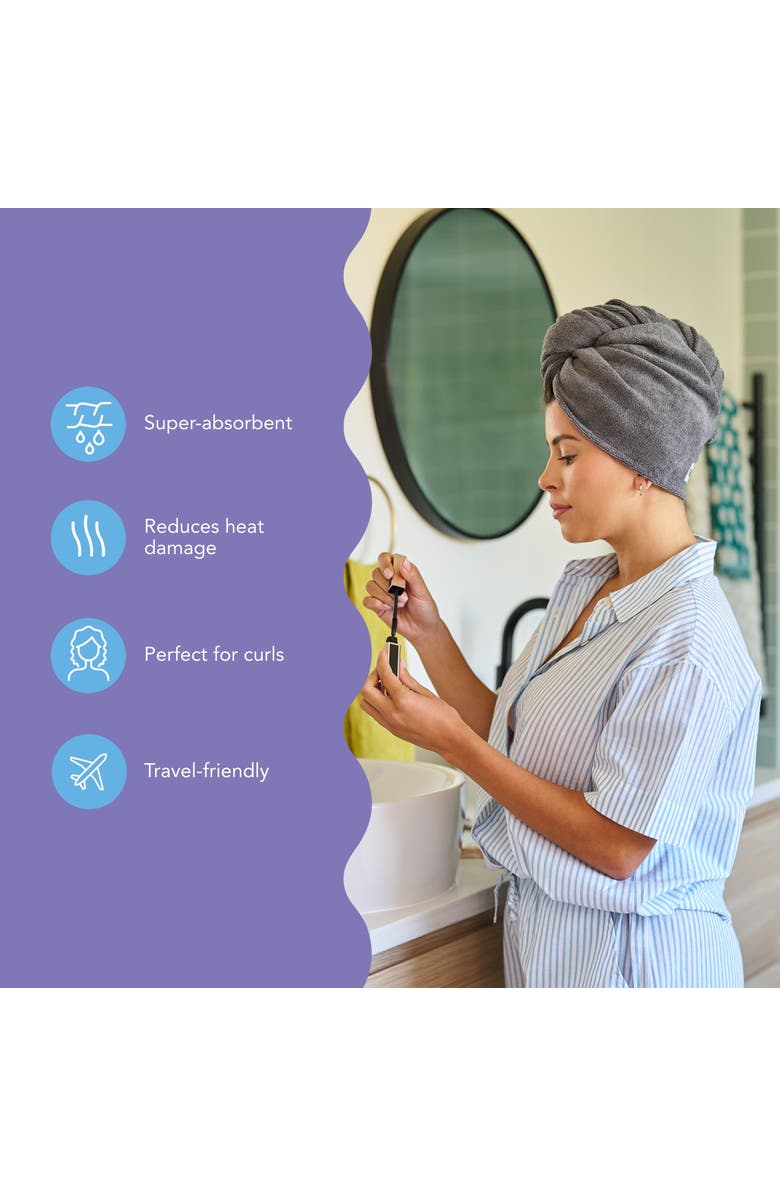 TURBIE TWIST 2 Pack Hair Towel Wraps for Straight, Wavy, Curly Hair, Alternate, color, Dark Shadow