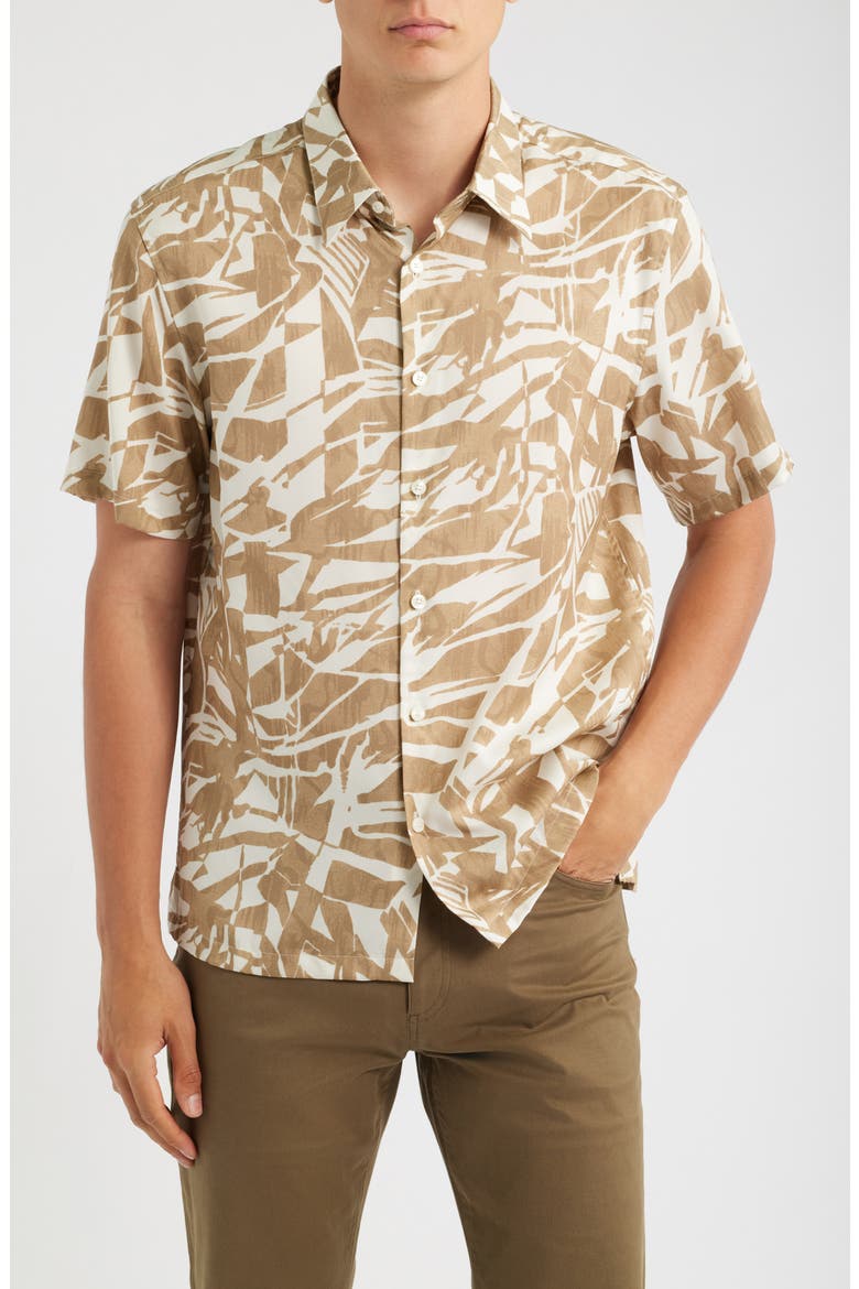 Irving Short Sleeve Button-Up Shirt, Main, color, FRESH KHAKI MULTI