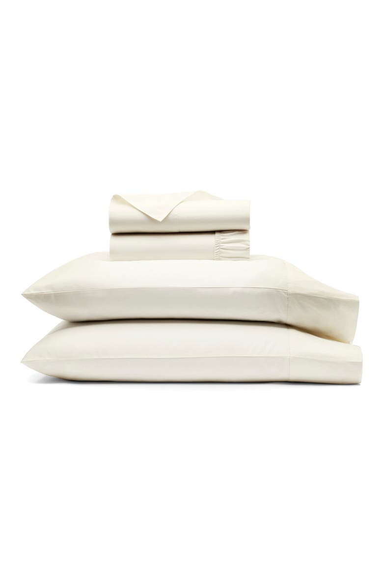 Percale Hemmed Sheet Set, Main, color, CREAM