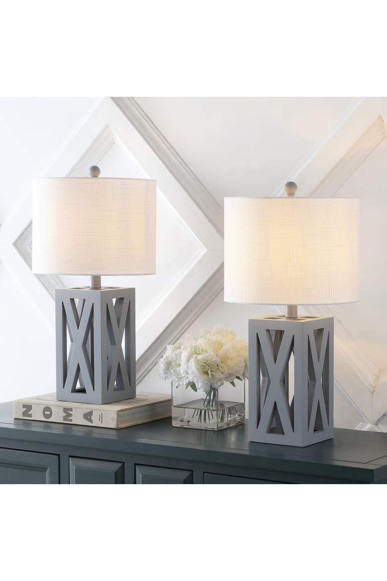 Stewart 21.5" Farmhouse Wood LED Table Lamp, Alternate, color, Gray