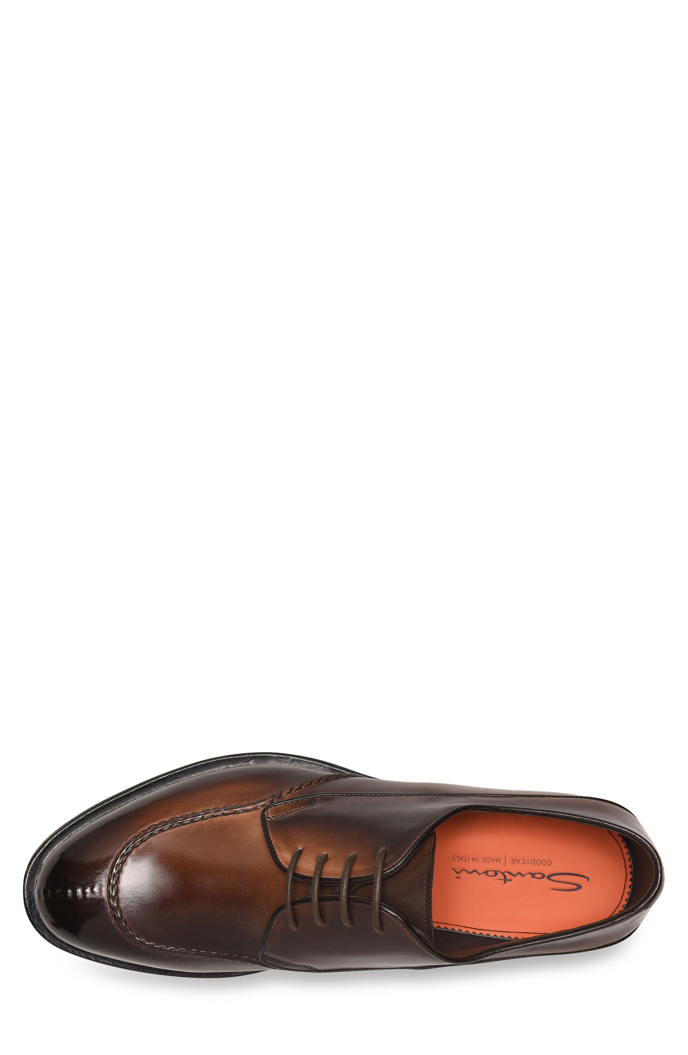 Santoni Lace-Up Derby, Alternate, color, Dark Brown-T50