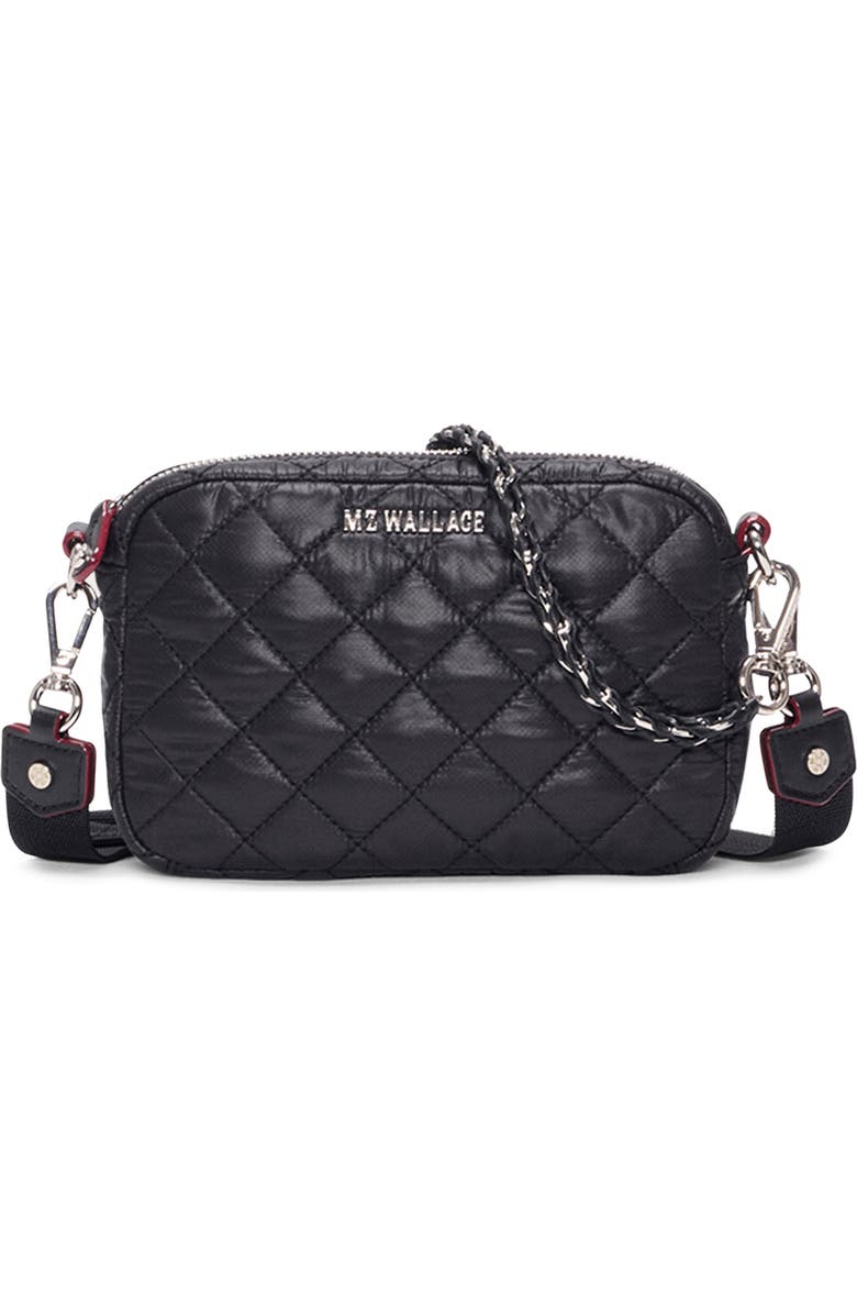MZ Wallace Mini Crosby Quilted Nylon Crossbody Bag, Main, color, Black