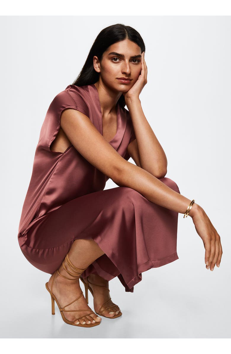 MANGO Satin Shift Midi Dress, Alternate, color,