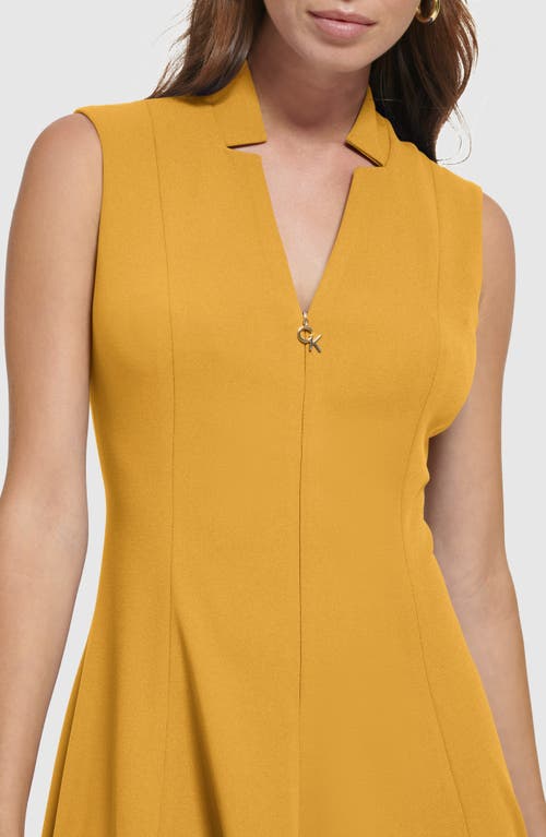 Calvin Klein Zip Front A-line Dress In Yellow