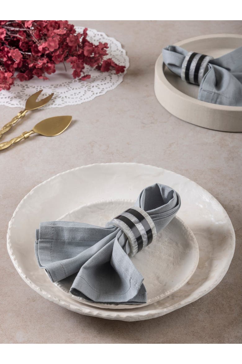 Panama Resin Napkin Rings, Alternate, color, Black & Ivory
