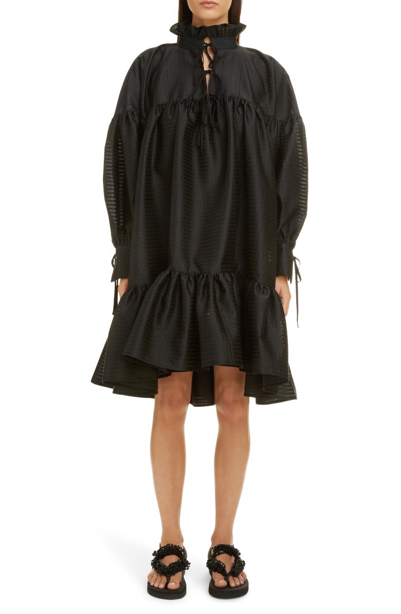 Cecilie Bahnsen Karly Long Sleeve Seersucker Dress, Main, color, 