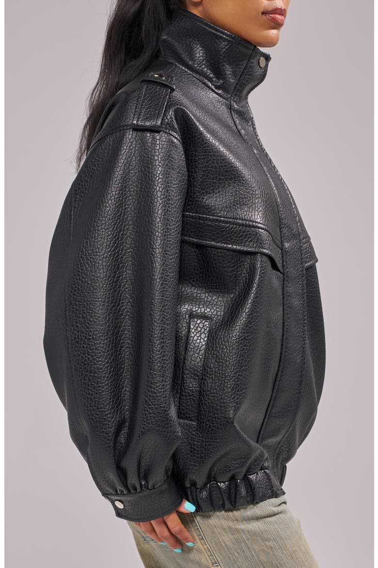 Verlander Faux Leather Bomber Jacket, Alternate, color, BLACK