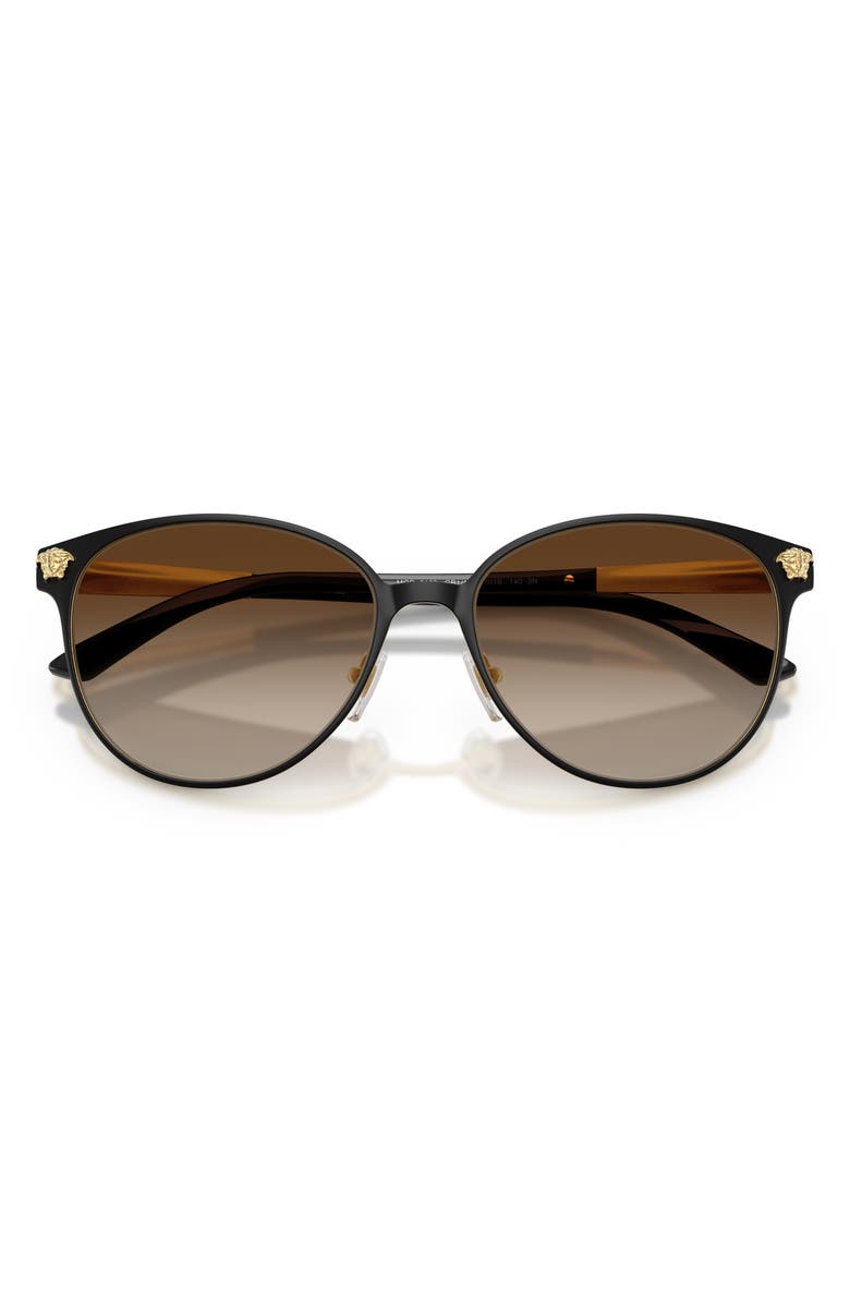 Versace 57mm Gradient Phantos Sunglasses, Alternate, color, Matte Black/ Gold/ Brown