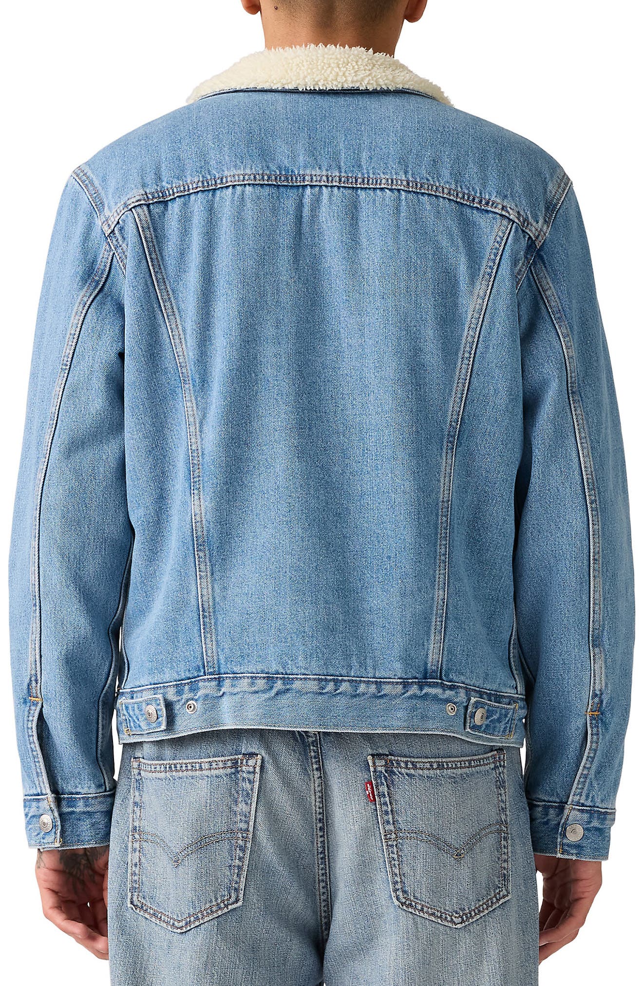 Type III Faux Shearling Lined Denim Trucker Jacket - image 2