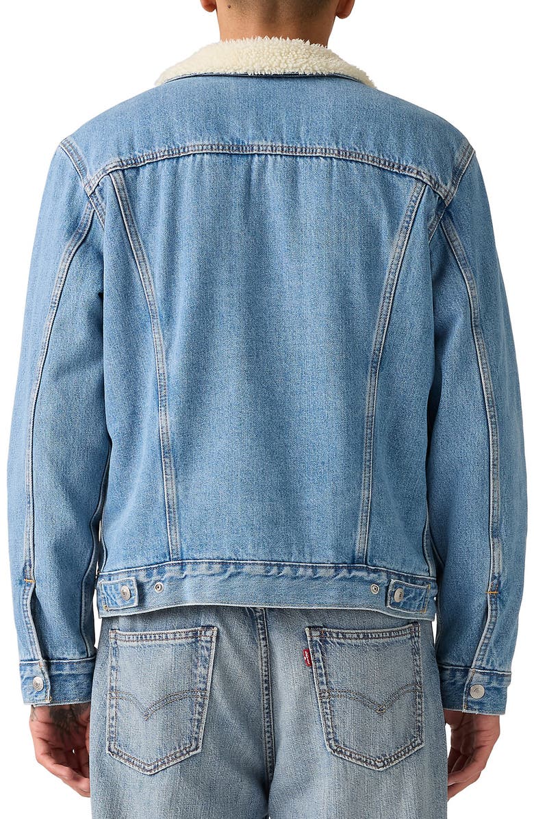 Levi's Type III Faux Shearling Lined Denim Trucker Jacket, Alternate, color, Light Stonewash Sherpa