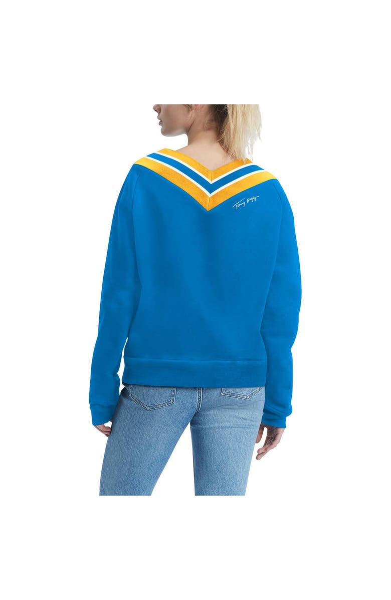 Tommy Hilfiger Women's Tommy Hilfiger Light Blue Los Angeles Chargers Heidi V-Neck Pullover Sweatshirt, Alternate, color, 