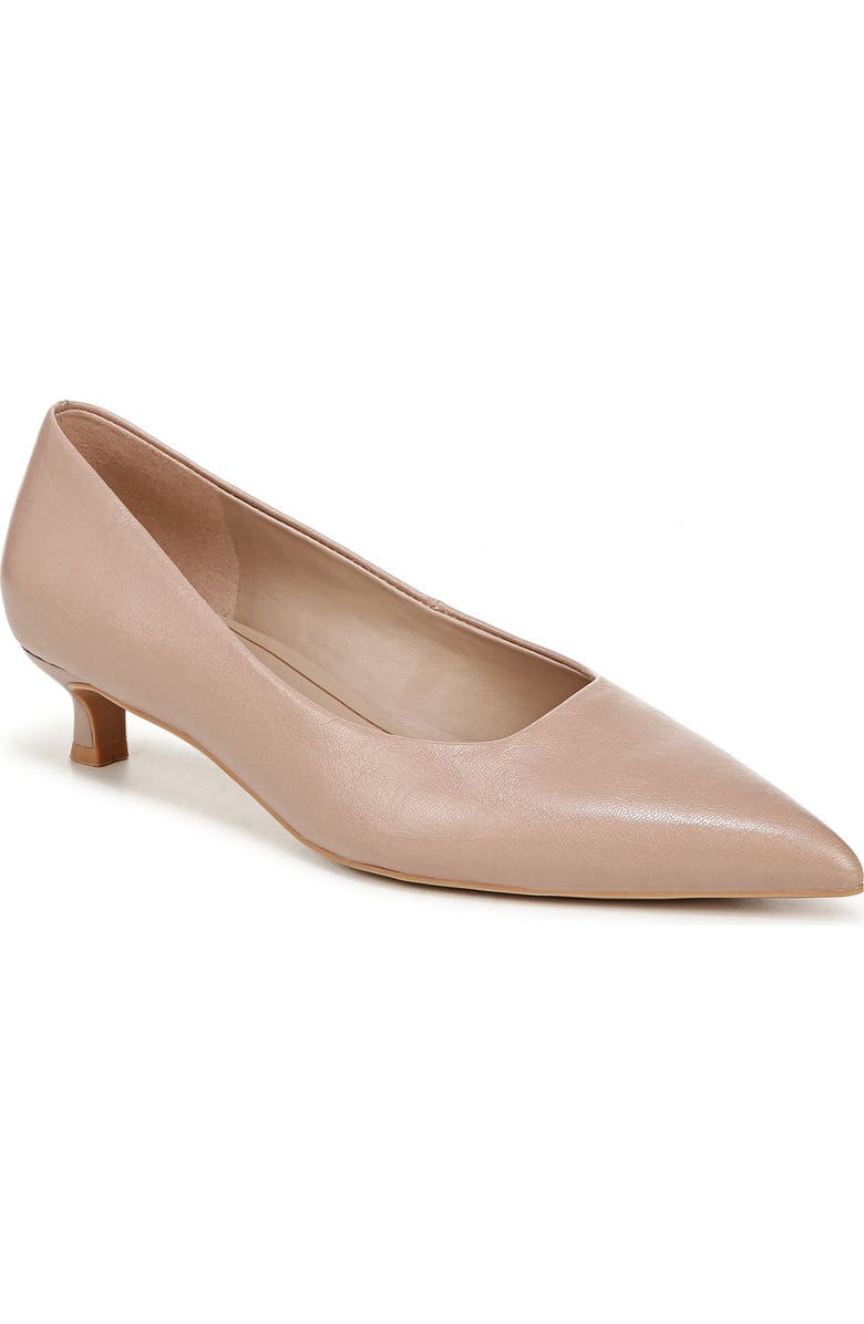 Naturalizer Natalia Pointed Toe Kitten Heel Pump, Main, color, Warm Taupe Tan Leather