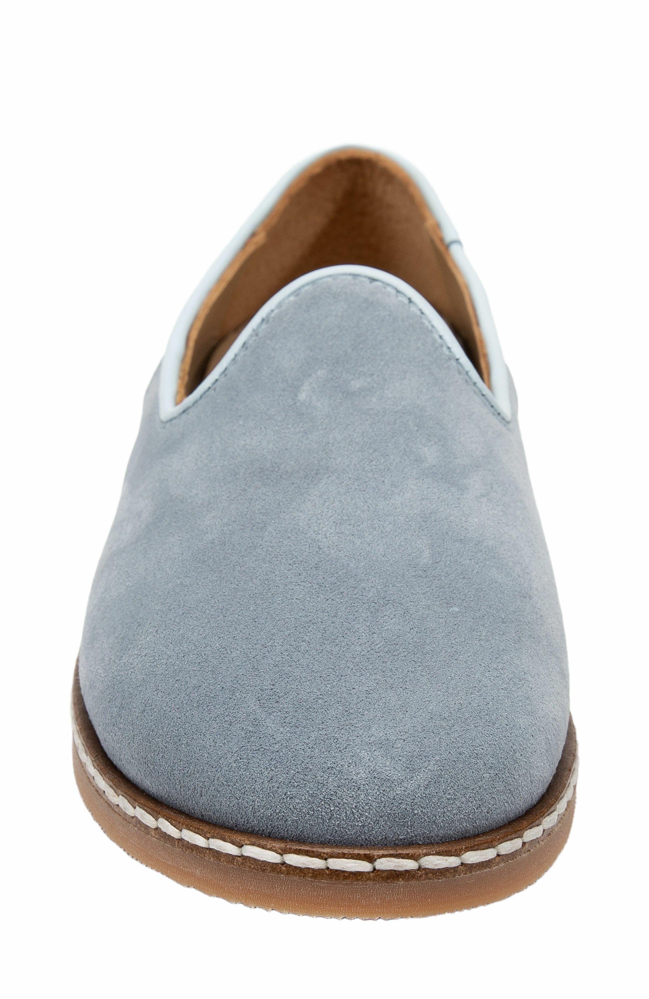 Istanbul Suede Leather Slip On Flats, Alternate, color, Dusty Blue Suede Leather