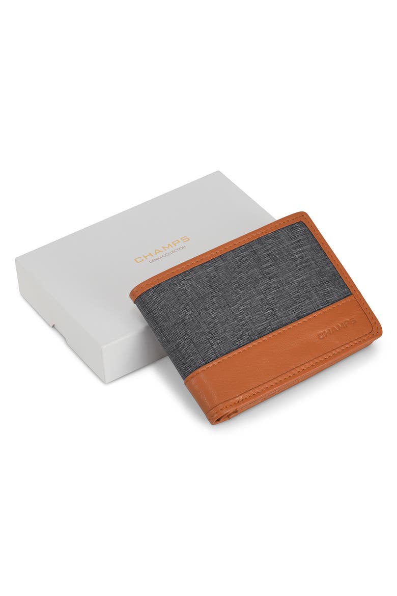 Denim Center Wing Bifold Wallet, Alternate, color, TAN/ BLACK