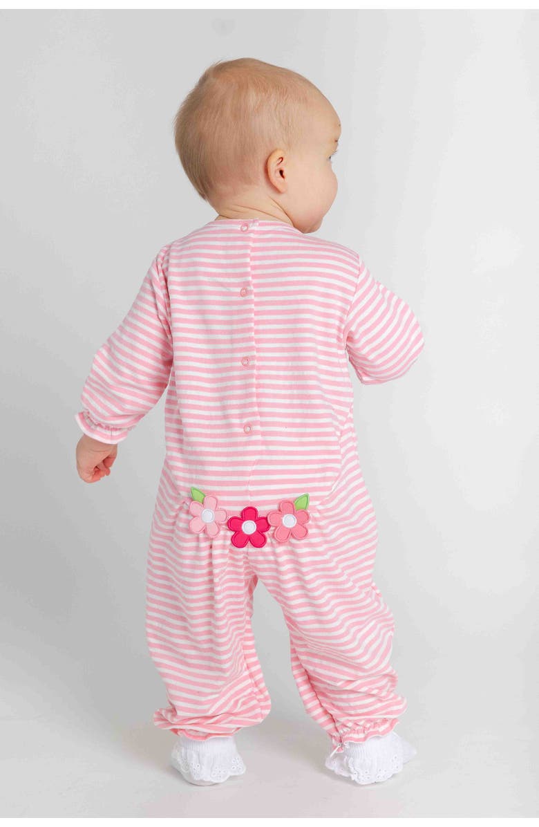 Florence Eiseman Stripe Knit Longall With Flowers, Alternate, color, Pink, White