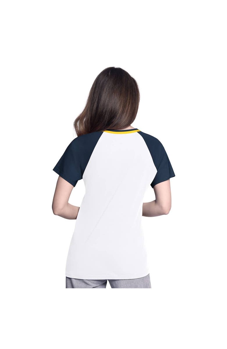 G-III 4HER BY CARL BANKS Women's G-III 4Her by Carl Banks  White/Navy Milwaukee Brewers Ball Park Raglan V-Neck T-Shirt, Alternate, color, White