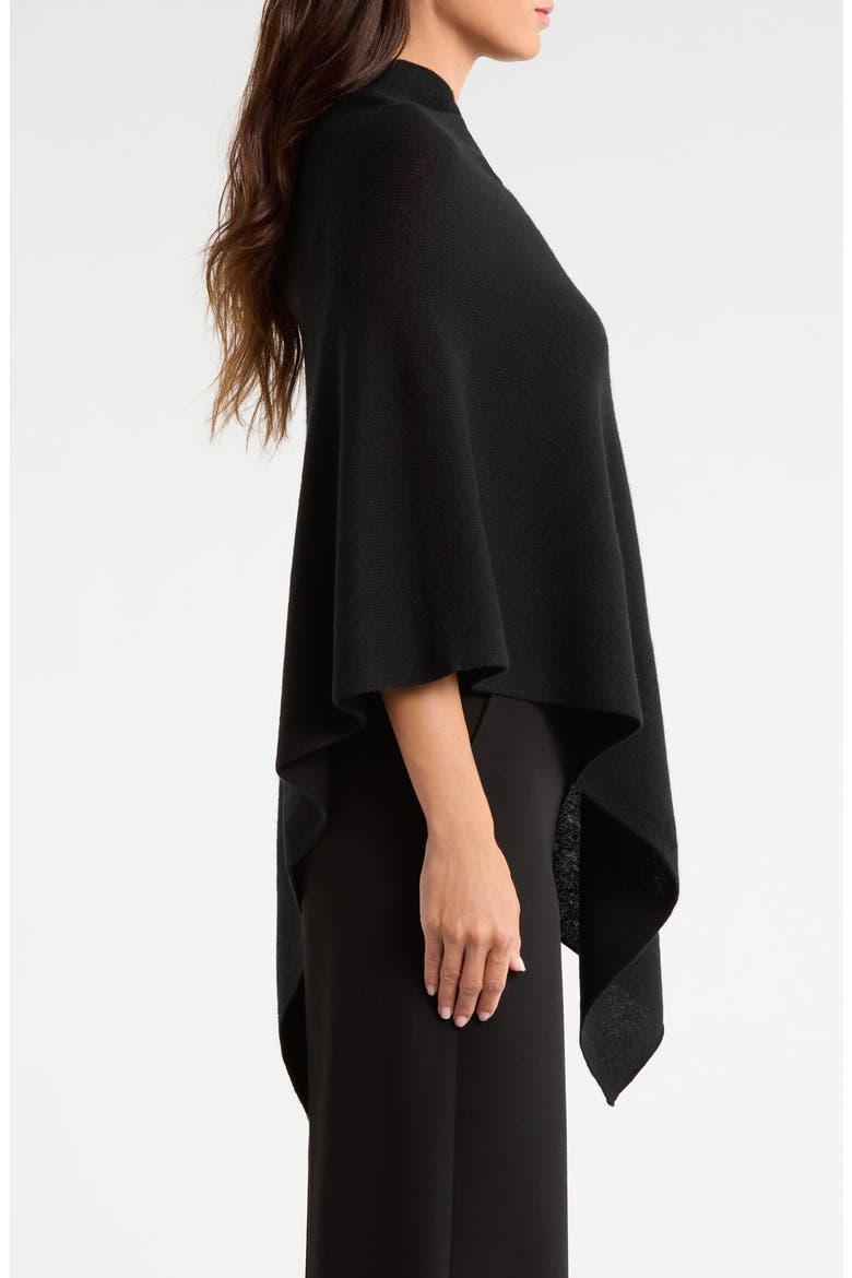Wool & Cashmere Asymmetrical Poncho, Alternate, color, BLACK