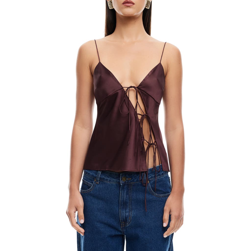 LIONESS LIONESS MARIAH TIE CLOSURE SATIN CAMISOLE
