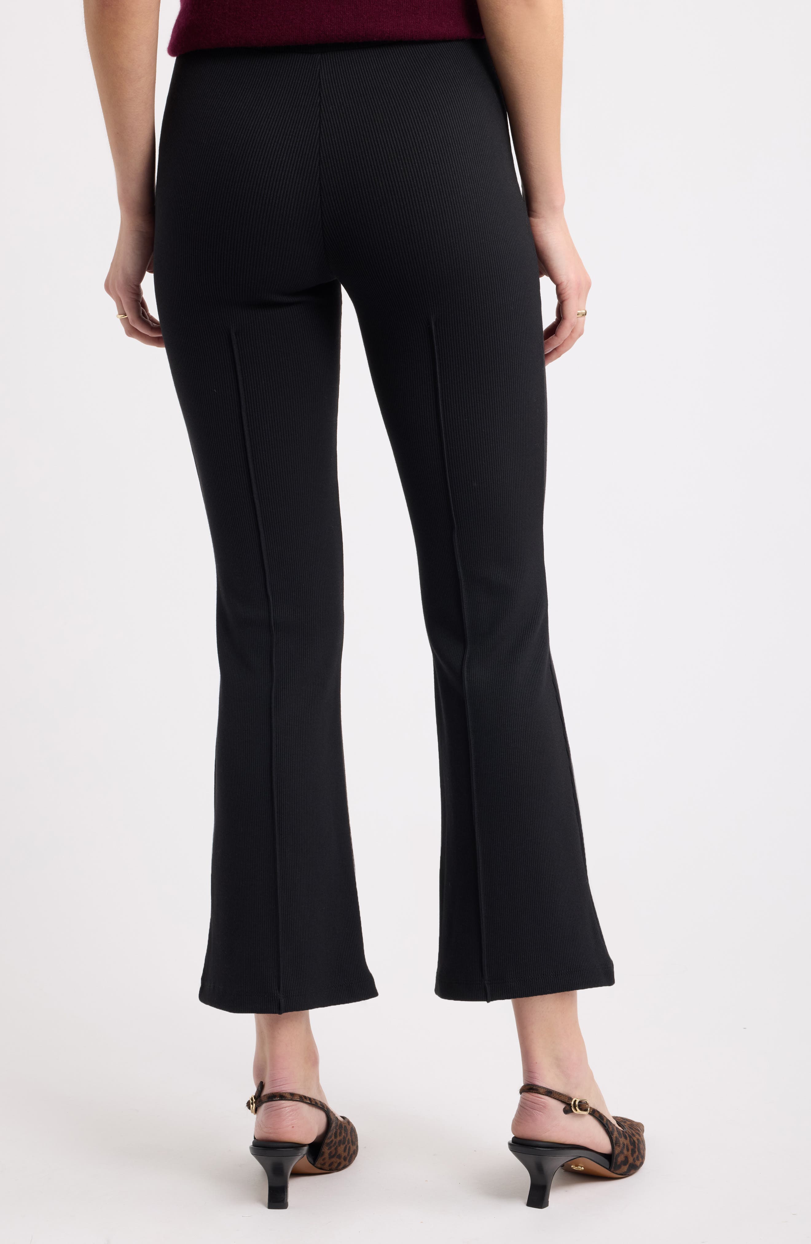 Caslon® Rib Knit Kick Flare Pants (Women) | Nordstrom