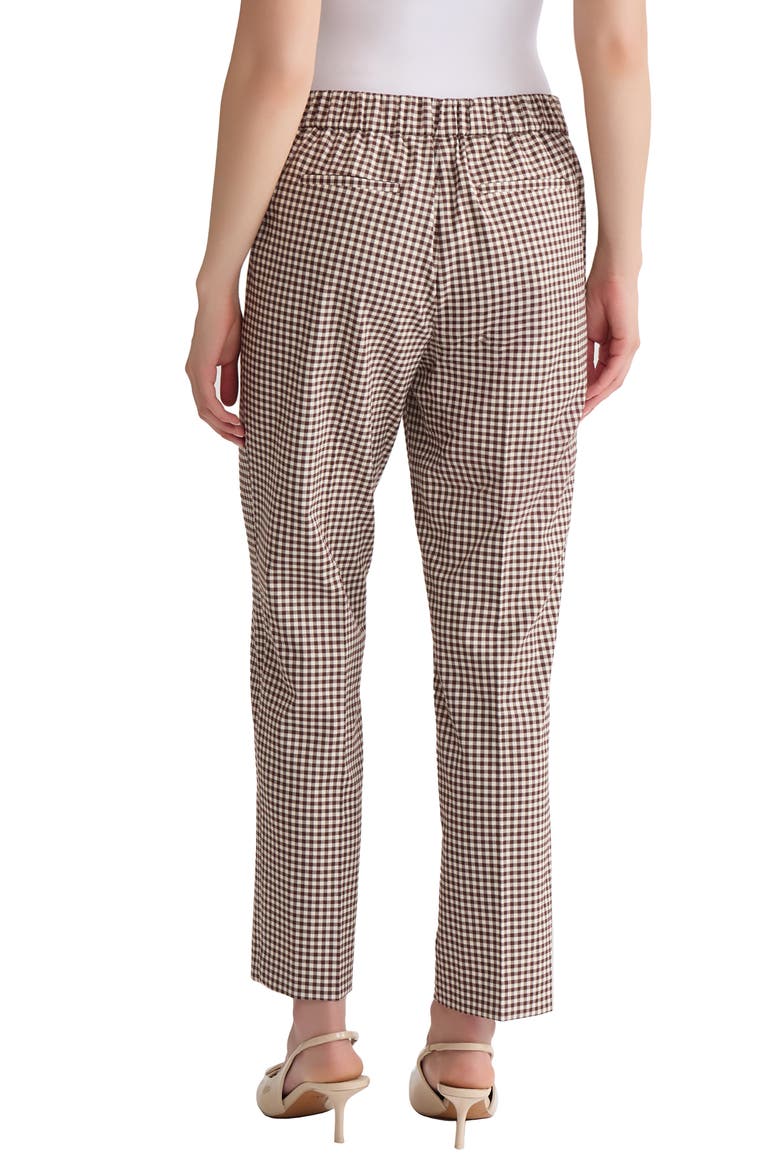 Gingham Straight Leg Ankle Pants, Alternate, color, FUDGE/ JONES WHITE