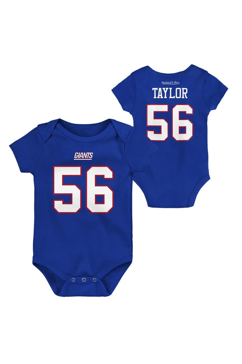 Newborn & Infant Mitchell & Ness Lawrence Taylor Royal New York Giants Retro Name & Number Bodysuit, Alternate, color, Royal