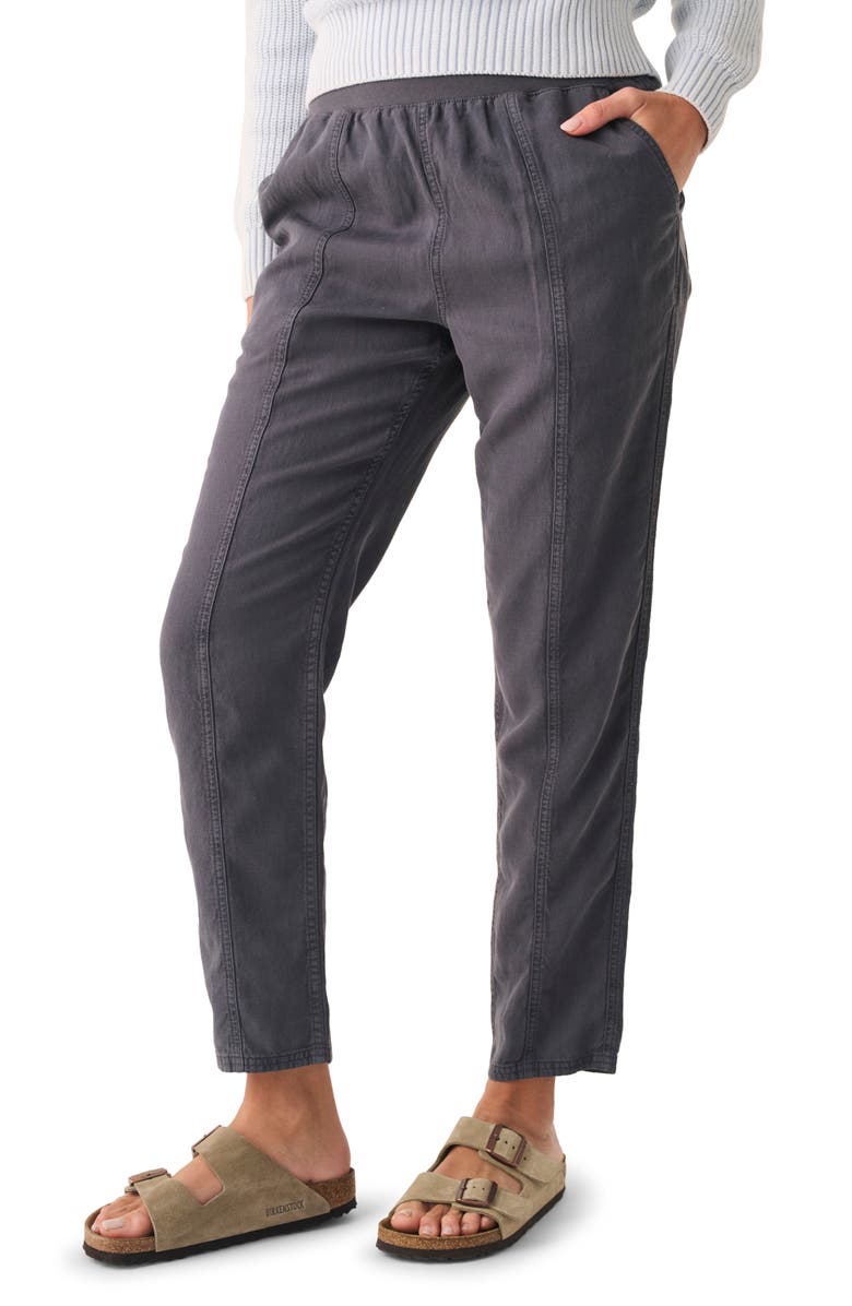 Faherty Arlie Pull-On Tapered Leg Pants, Main, color, Faded Black