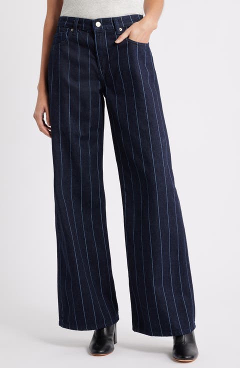 Cary Wide Leg Jeans (Pinstripe Lake)