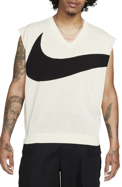 Nike Swoosh Graphic Sweater Vest in Coconut Milk/Black