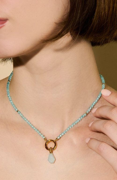 Little Sky Stone Blue Topaz Energy Gemstone Necklace In Blue