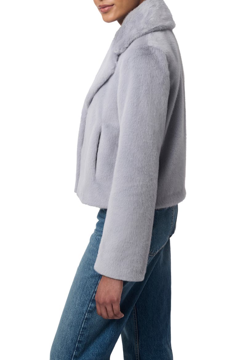 Short Faux Fur Coat, Alternate, color, DUSTY BLUE