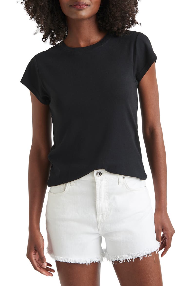 Faye Crewneck Tee, Main, color, BLACK