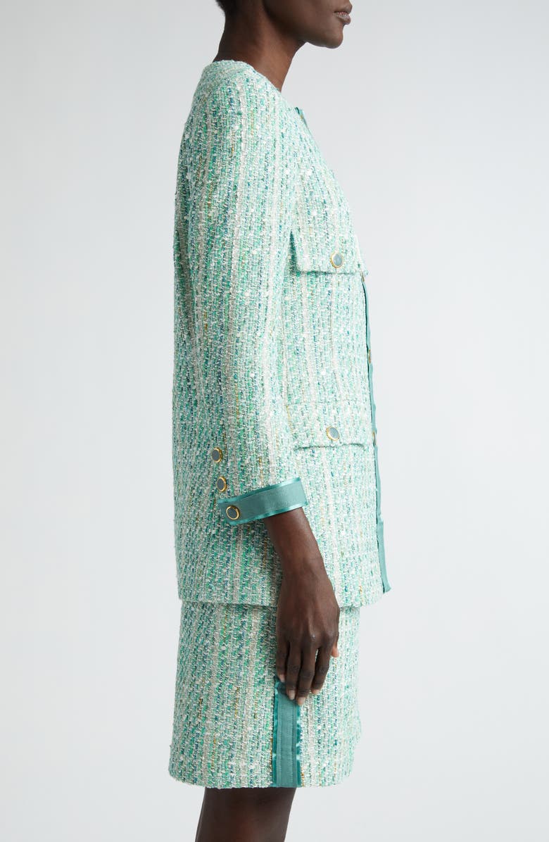 ST. JOHN Metallic Slub & Tape Tweed Jacket, Alternate, color,