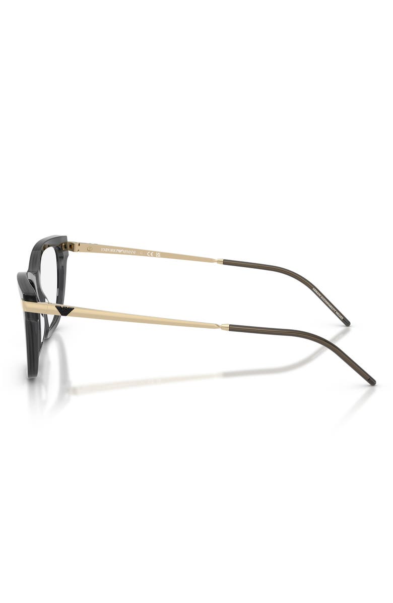 Emporio Armani 54mm Cat Eye Optical Glasses, Alternate, color, Shiny Opal Black / Demo Lens