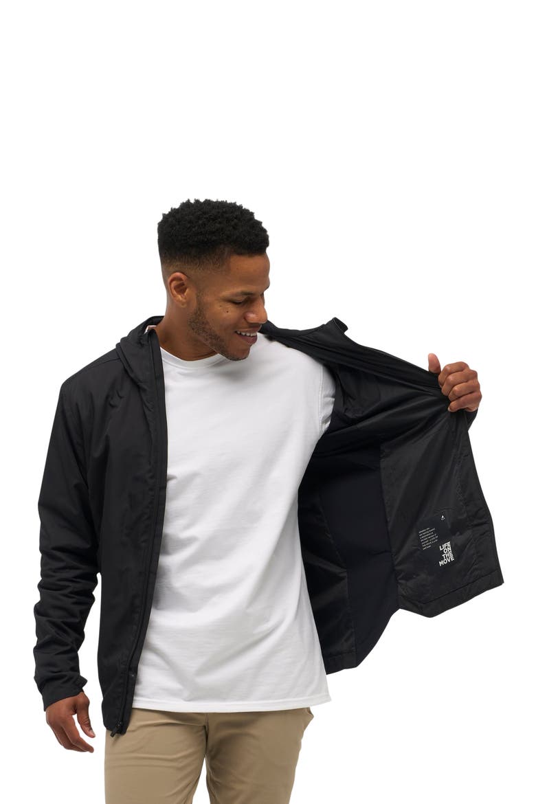Outset Hooded Water Resistant Travel Jacket, Alternate, color, Black