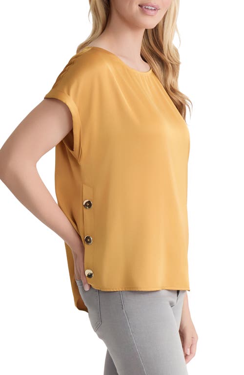 Jones New York Womens Side Button Cuffed Sleeve Top Pxs Xl In Gold