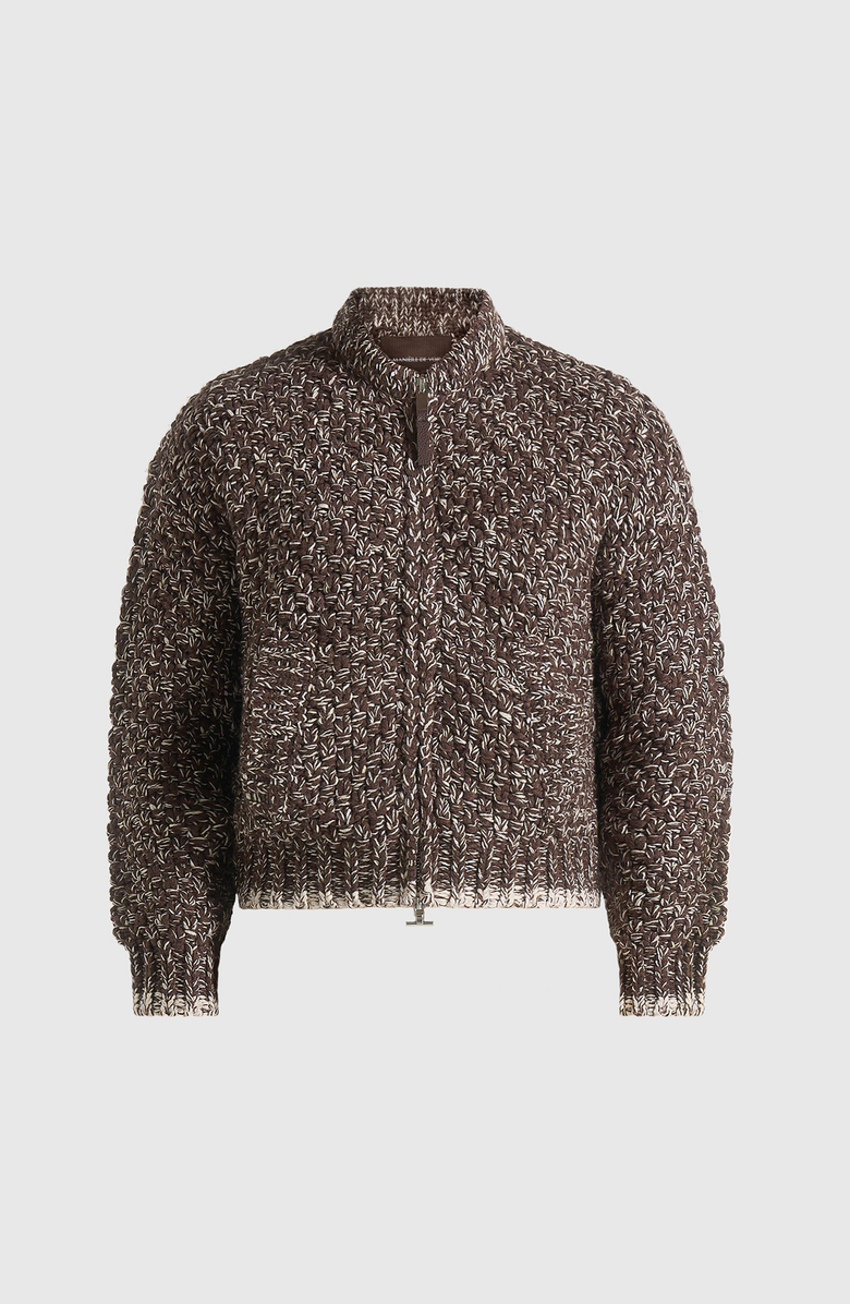 Manière De Voir Darel Speckled Knit Bomber Jacket, Main, color, Brown