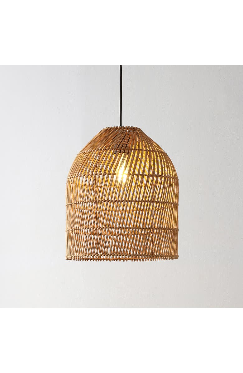 JONATHAN Y Koda 1-Light Farmhouse Coastal Bohemian Rattan 180" Cord Plug-In or Hardwired LED Pendant, Alternate, color, 