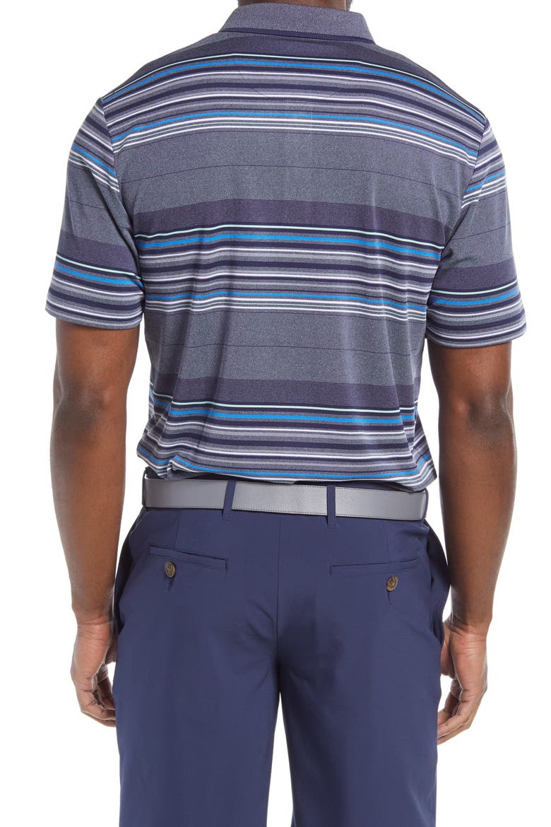 Swing Tech™ Oxford Stripe Performance Golf Polo, Alternate, color, PEACOAT HEATHER