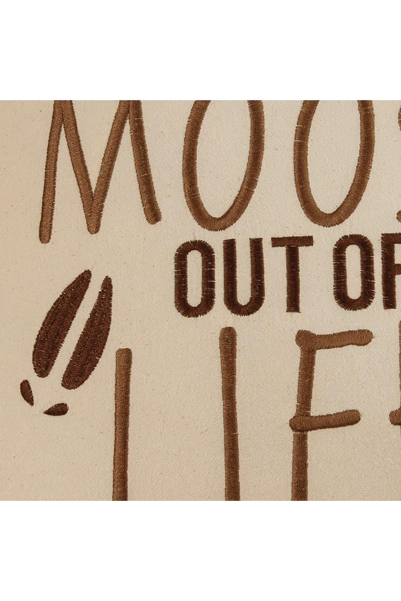 Moose Out of Life Embroidered Throw Pillow, 18" x 18", Alternate, color, Beige