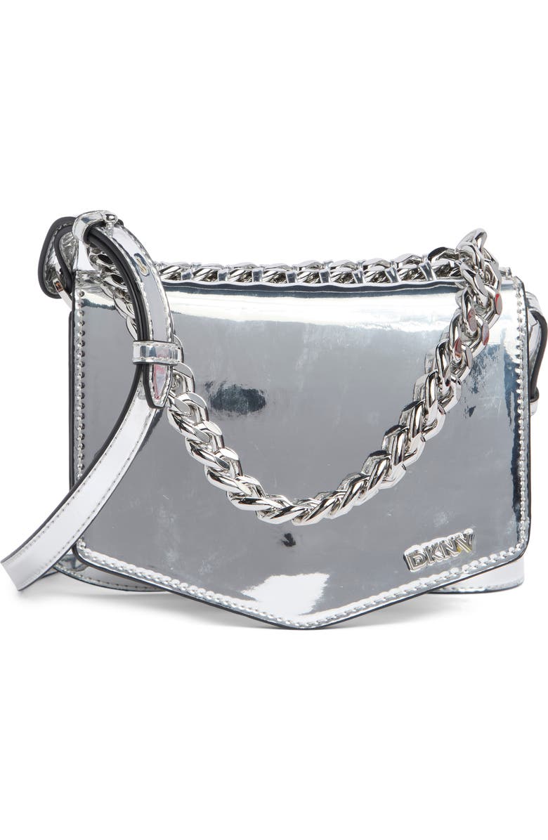 DKNY Riona Flap Crossbody Bag, Main, color, Silver
