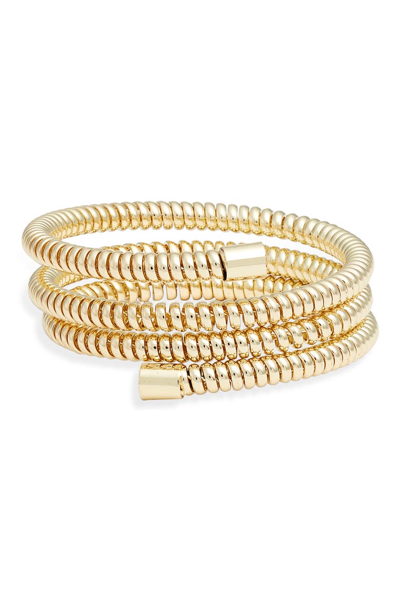 Coil Wrap Omega Bracelet, Main, color, GOLD
