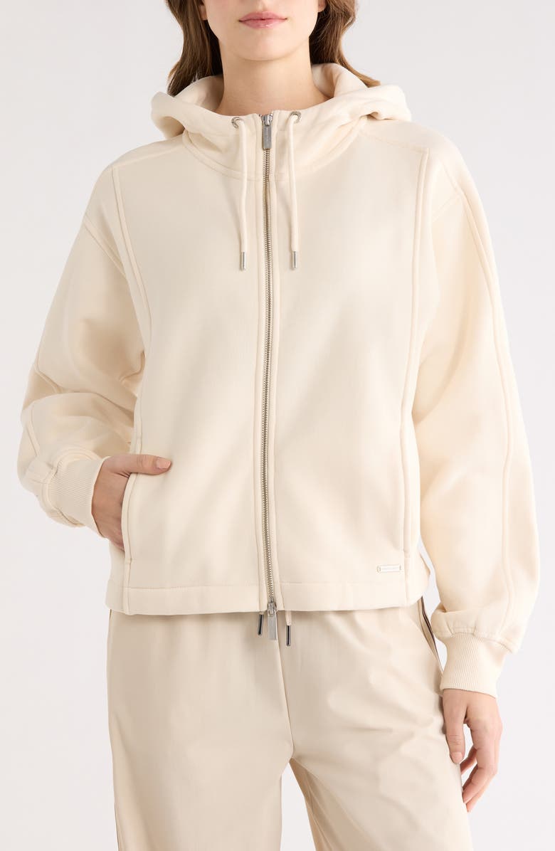 Sweaty Betty Premium Brushed Organic Cotton Blend Zip Hoodie, Alternate, color, Creme Beige