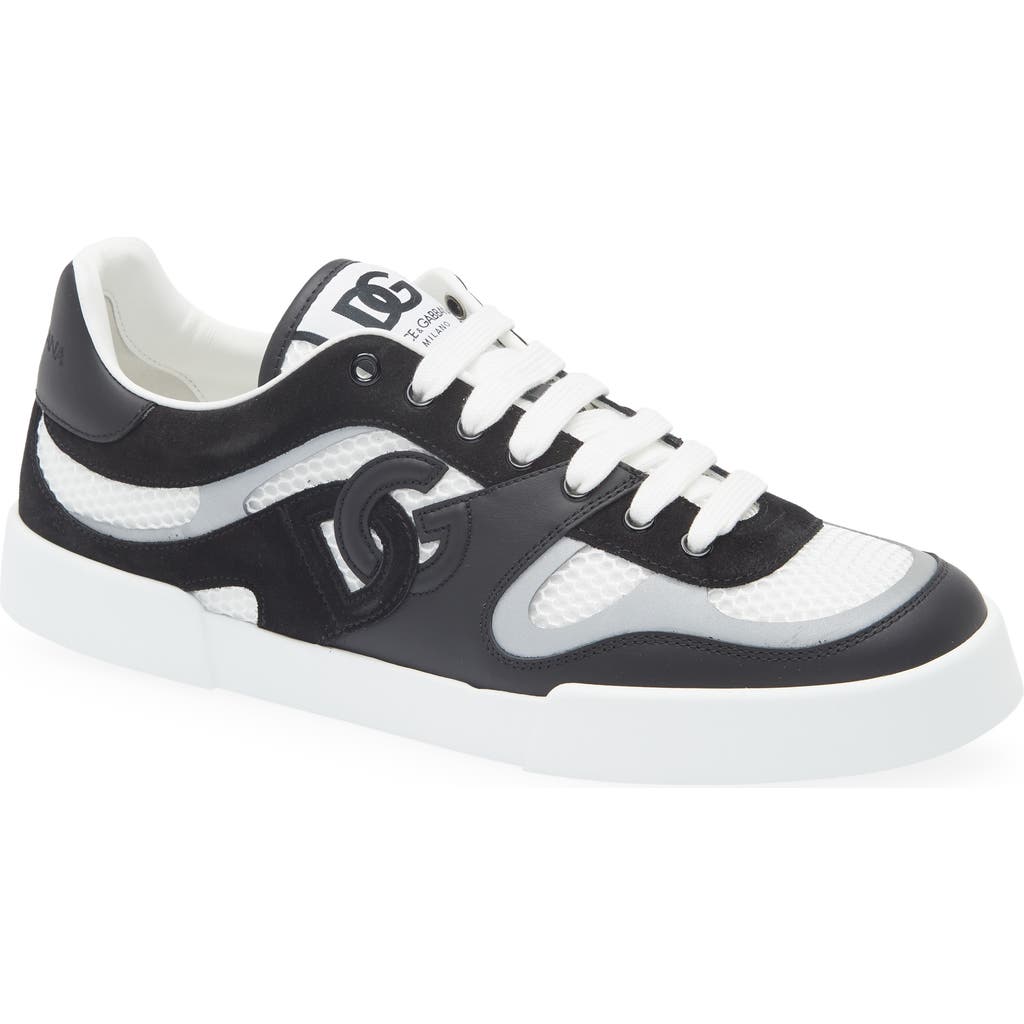 Dolce & Gabbana Dolce&gabbana Mesh & Leather Sneaker In 89697-bianco/nero